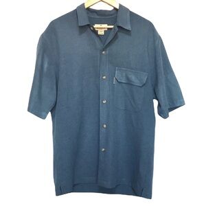 Woolrich short sleeve button up shirt blue teal colour Medium